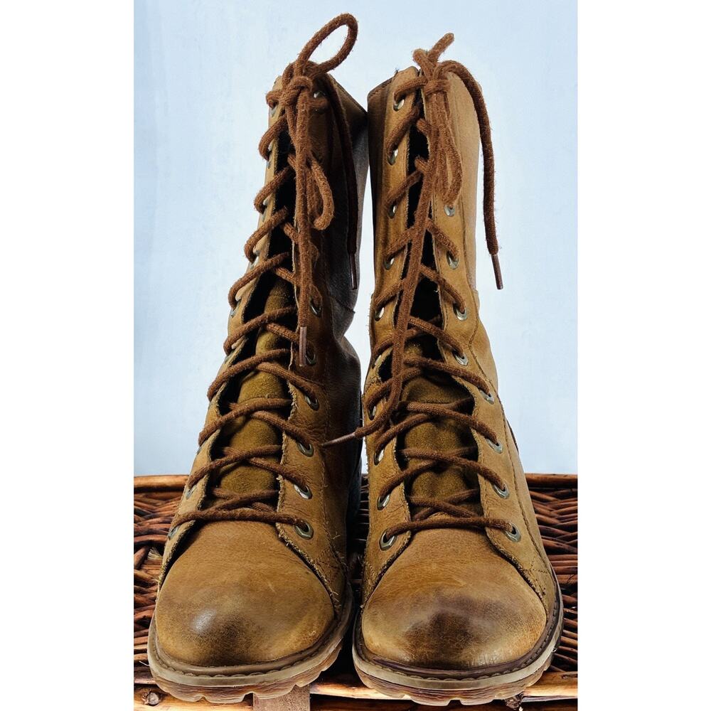 Vintage 2006 Timberland A128W Women 9 Waterproof Leather Tall Combat Boots Y2K - Picture 3 of 7